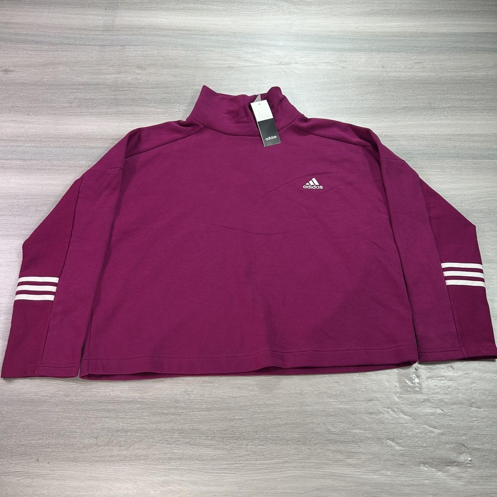 NEW Adidas Pullover Womens Large Purple Funnel Neck Sweatshirt GD2595
